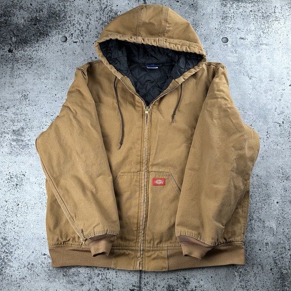 Dickies Other - Vintage Dickies Brown Khaki Canvas Insulated‎ Hooded Active Jacket XL Red Label